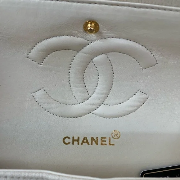 Chanel Beige Cotton Double Flap Quilted Handbag - Picture 8 of 10